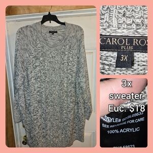 Carol Rose Plus Heather Gray Sweater